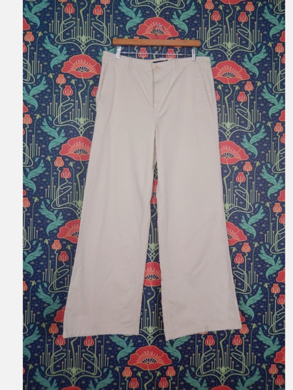 Lauren Ralph Lauren Beige Wide Leg Twill Cotton Chino Trousers Pants New 12 - Picture 4 of 8